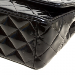 مملوكة مسبقًا Chanel Black Quilted Patent Leather Maxi Classic Double Flap Bag