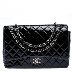 مملوكة مسبقًا Chanel Black Quilted Patent Leather Maxi Classic Double Flap Bag