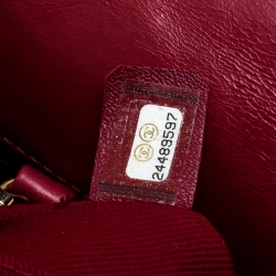 Pre Owned Chanel Red Chevron Quilted Leather Small Coco Top Handle Bag