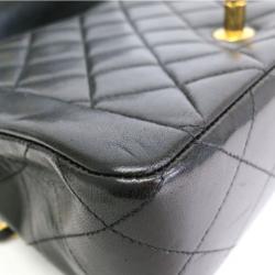 مملوكة مسبقًا Chanel Black Lambskin Leather With Gold Hardware Single Flap Bag 