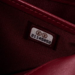 Chanel Red Quilted Leather Large Boy Gusset Flap Wallet