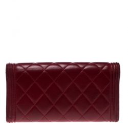 Chanel Red Quilted Leather Large Boy Gusset Flap Wallet