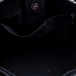 Pre Owned Chanel Black/Maroon Leather Top Handle Bag