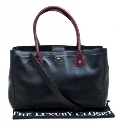 Pre Owned Chanel Black/Maroon Leather Top Handle Bag
