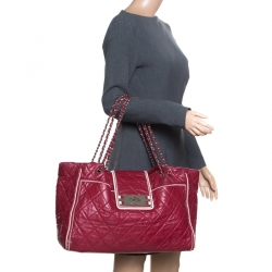 Pre Owned Chanel Maroon Quilted Leather Accordion Reissue Shoulder Bag