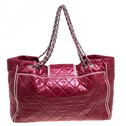 Pre Owned Chanel Maroon Quilted Leather Accordion Reissue Shoulder Bag