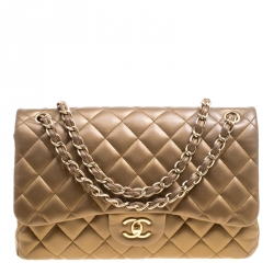 Chanel Bronze Quilted Leather Jumbo Classic Double Flap Bag Chanel
