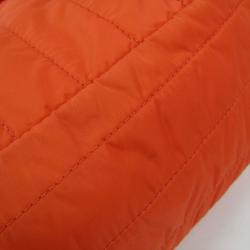 Pre Owned Chanel Orange Quilted Nylon Flap Bag