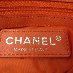 Pre Owned Chanel Orange Quilted Nylon Flap Bag