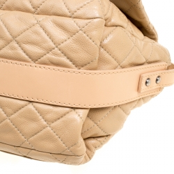 Pre Owned حقيبة كروس شانيل جلد بيج مبطن