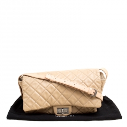 Pre Owned حقيبة كروس شانيل جلد بيج مبطن