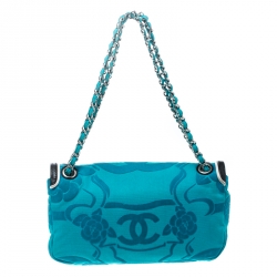 مملوكة مسبقًا Chanel Turquoise Canvas Classic Ultra Rare Limited Edition CC Flap Shoulder Bag