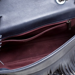 مملوكة مسبقًا حقيبة كتف شانيل قلاب شراشيب باريس دالاس جلد مبطنة زرقاء