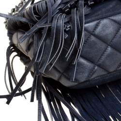 مملوكة مسبقًا حقيبة كتف شانيل قلاب شراشيب باريس دالاس جلد مبطنة زرقاء