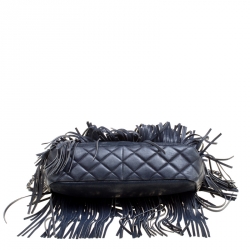 مملوكة مسبقًا حقيبة كتف شانيل قلاب شراشيب باريس دالاس جلد مبطنة زرقاء