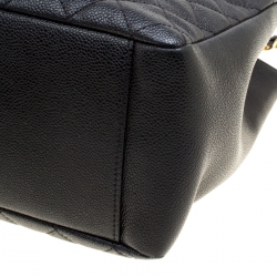 Pre Owned حقيبة يد شانيل غراند شوبينغ جلد كافيار مبطنة سوداء