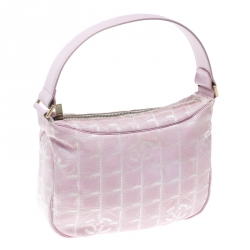 Pre Owned Chanel Pink Nylon Travel Line Hobo 