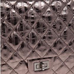 Pre Owned Chanel Metallic Silver Leather 2.55 Reissue Quilted Classic 226 Flap Bag