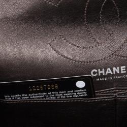 Pre Owned Chanel Metallic Silver Leather 2.55 Reissue Quilted Classic 226 Flap Bag