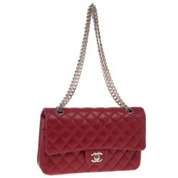 Pre Owned Chanel Red Classic Double Flap Bag