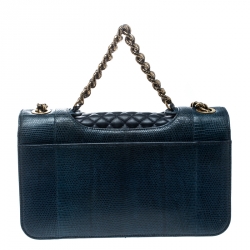 Pre Owned حقيبة شانيل قلاب مزدوج برفيكت ايدج متوسطة جلد سحلية بنية