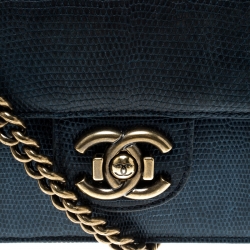 Pre Owned حقيبة شانيل قلاب مزدوج برفيكت ايدج متوسطة جلد سحلية بنية