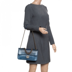 Pre Owned حقيبة شانيل قلاب مزدوج برفيكت ايدج متوسطة جلد سحلية بنية