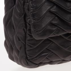 Pre Owned Chanel Black Pleated Leather Shoulder Bag