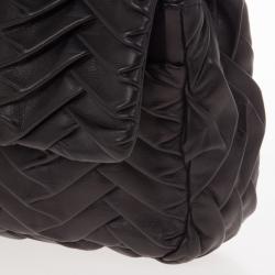 Pre Owned Chanel Black Pleated Leather Shoulder Bag
