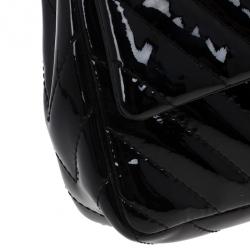 Pre Owned Chanel Black Surpique Chevron Medium Flap Bag