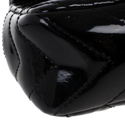 Pre Owned Chanel Black Surpique Chevron Medium Flap Bag