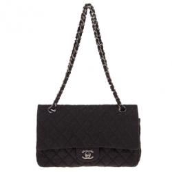 مملوكة مسبقًا Chanel Black Fabric Iridescent Sparkle and Glitter Flap Bag