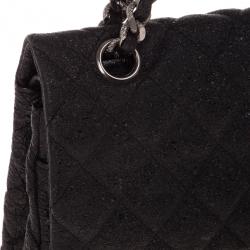 مملوكة مسبقًا Chanel Black Fabric Iridescent Sparkle and Glitter Flap Bag