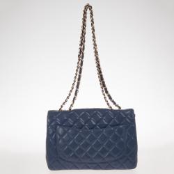 Pre Owned Chanel Blue Maxi Classic Flap Bag