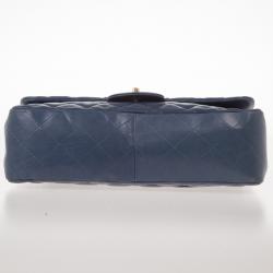 Pre Owned Chanel Blue Maxi Classic Flap Bag