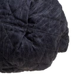 Pre Owned Chanel Dark Blue Quilted Denim Drawstring Bucket Bag