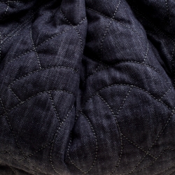 Pre Owned Chanel Dark Blue Quilted Denim Drawstring Bucket Bag