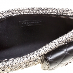 Pre Owned حقيبة كلتش شانيل حمالة معصم مزخرفة تويد مونوكروم