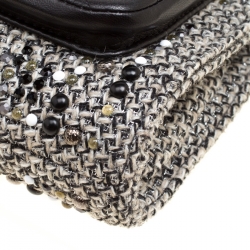 Pre Owned حقيبة كلتش شانيل حمالة معصم مزخرفة تويد مونوكروم