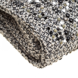 Pre Owned حقيبة كلتش شانيل حمالة معصم مزخرفة تويد مونوكروم