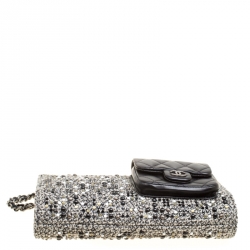 Pre Owned حقيبة كلتش شانيل حمالة معصم مزخرفة تويد مونوكروم