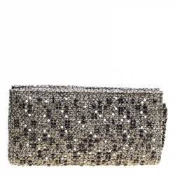 Pre Owned حقيبة كلتش شانيل حمالة معصم مزخرفة تويد مونوكروم