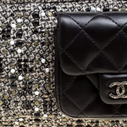 Pre Owned حقيبة كلتش شانيل حمالة معصم مزخرفة تويد مونوكروم