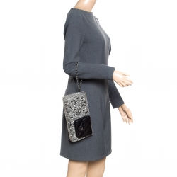 Pre Owned حقيبة كلتش شانيل حمالة معصم مزخرفة تويد مونوكروم