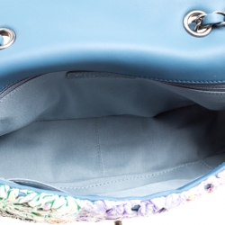 Pre Owned حقيبة شانيل قلاب كلاسيك متوسطة جلد وكروشيه متعددة الألوان