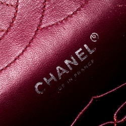 Chanel Maroon Quilted Patent Leather Jumbo Classic Double Flap Bag