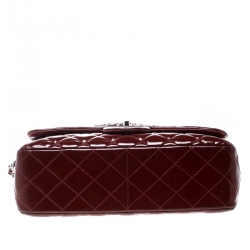 Chanel Maroon Quilted Patent Leather Jumbo Classic Double Flap Bag