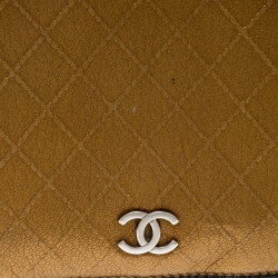 Chanel Metallic Gold Quilted Leather Flap Wallet