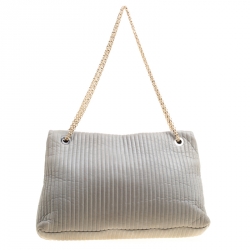 Pre Owned Chanel Grey Quilted Leather Mademoiselle Ligne Shoulder Bag