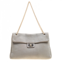 Pre Owned Chanel Grey Quilted Leather Mademoiselle Ligne Shoulder Bag